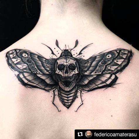 Delight Tattoo, Fun Tattoo Ideas, Rabe Tattoo, Pattern Tattoos, Barcode Tattoo, Fun Tattoo, Stomach Tattoos Women, Skull Moth, Tattoos Meaning