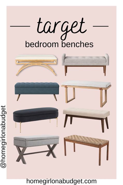 End Of Bed Seating Target, Bedroom Bench Ideas Modern, King Bed Bench Ideas, King Bed Bench, Bench Size For King Bed, Bench Bedroom Ideas, Bench And Mirror Bedroom, Bedroom Benches Master, Bench End Of Bed