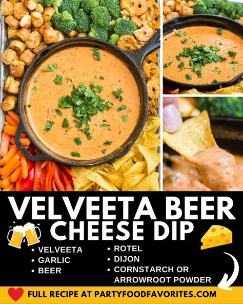 This easy beer cheese dip is made with Velveeta and your favorite beer. It has a rich, creamy flavor! Add your favorite veggies and breadsticks for a delicious party dip. Velveeta Beer Cheese, Velvetta Cheese Dip, Easy Beer Cheese Dip, Easy Beer Cheese, Velveeta Cheese Dip, Rotel Cheese Dip, Football Food Appetizers, Beer Cheese Sauce, Dip Easy