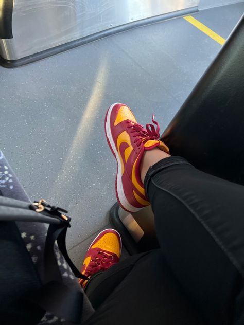 USC dunks Usc Dunks Outfit, Dunks Outfit, Shoes Collection, Shoes Shoes, Shoe Collection, Sneakers Nike, Outfit Ideas, The Day, Nike