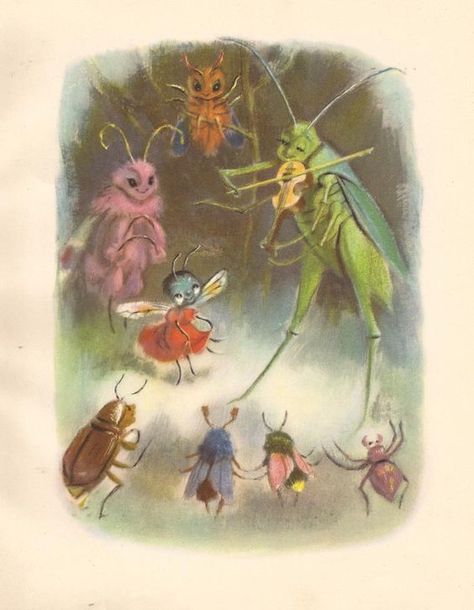 Bug Dance Vintage Childrens Illustration By Ruth by Elizabeth100: Musical Animals, Insect Illustration, Dancing Animals, Insect Art, Hans Christian, Book Illustrations, Vintage Children's Books, Arte Pop, Childrens Illustrations