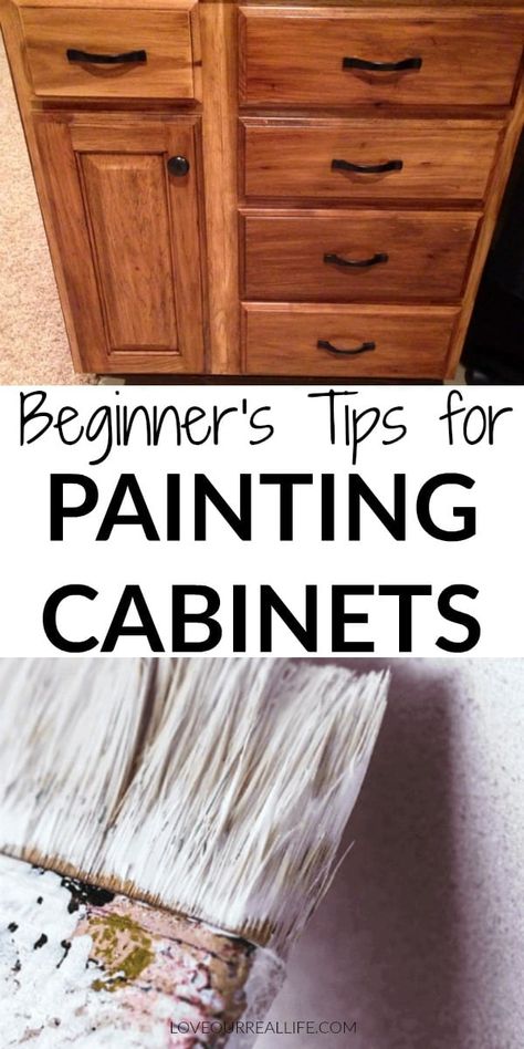 Do you have outdated, old cabinets that need a refresh? Learn how to paint cabinets with this beginner's tutorial. Also learn what NOT to do so your cabinets will be able to withstand the test of time. #cabinets #paint #diy