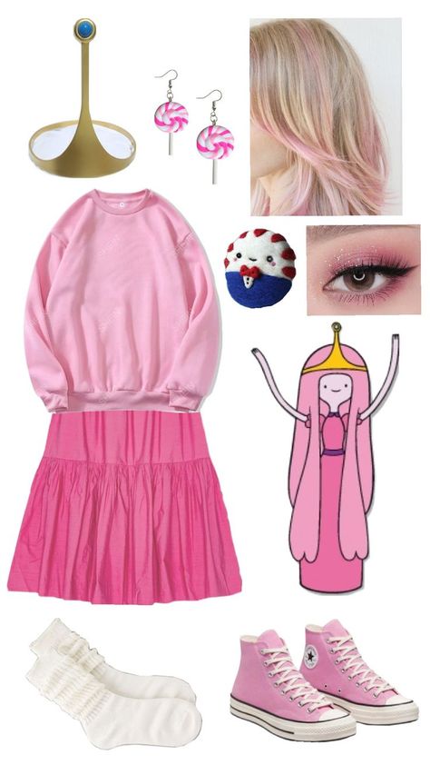 Princess Bubblegum Halloween, Princess Bubblegum Outfits, Princess Bubblegum Costume, Bubblegum Costume, Princess Bubblegum Costumes, Princess Bubblegum Cosplay, Adventure Time Costume, Trio Costumes, Marceline And Princess Bubblegum