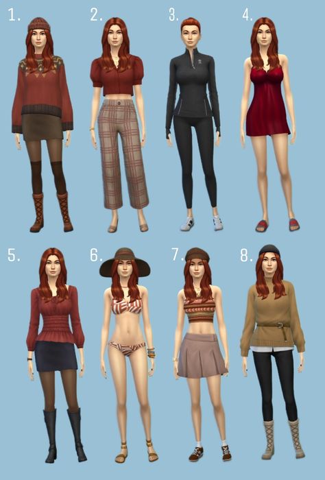 Sims 4 outfit inspiration, without cc, my ID is Yuna_licht. #sims4 #ts4 #sims4outfits #ts4outfits Sims 4 Clothes Base Game, Sims 4 Character Ideas Base Game, Sims Without Cc, Base Game Sims 4 Outfits, The Sims 4 Outfit Ideas No Cc, Sims 4 Outfit Ideas No Cc, Sims 4 Inspiration People, Sims 4 Outfits No Cc, Sims 4 Outfit Ideas