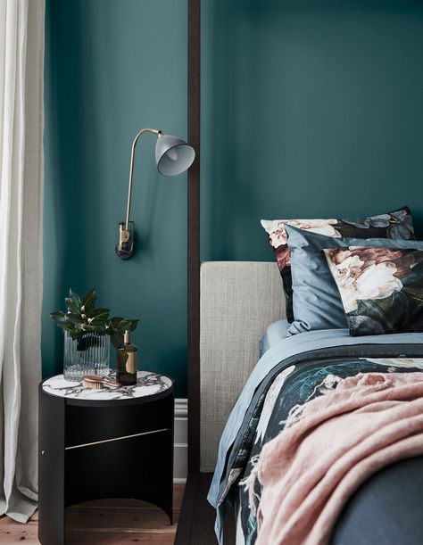 Unveiling Dulux's 2019 Colour Forecast Teal Interiors, Best Bedroom Colors, Revere Pewter, Chic Interior Design, Interior Design Color, Dekorasi Kamar Tidur, Perfect Bedroom, Bedroom Paint Colors, Design Seeds