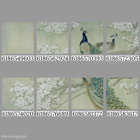 Bloxburg Wall Painting Codes, Traditional Decals Bloxburg, Bloxburg Decals Codes Japanese, Bloxburg Decals Codes Big Painting, Green Wallpaper Bloxburg, Bloxburg Sage Green Decal Codes, Mural Bloxburg Codes, Bloxburg Bamboo Decal, Vines Bloxburg