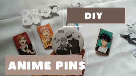 Diy anime pins | aesthetic pins | jujutsu kaisen | Diy Anime Pins, Jujutsu Kaisen Diy Crafts, Jujutsu Kaisen Diy, Arts And Crafts Easy, Crafts Anime, Crafts Easy Diy, Anime Diys, Anime Diy, Anime Bag