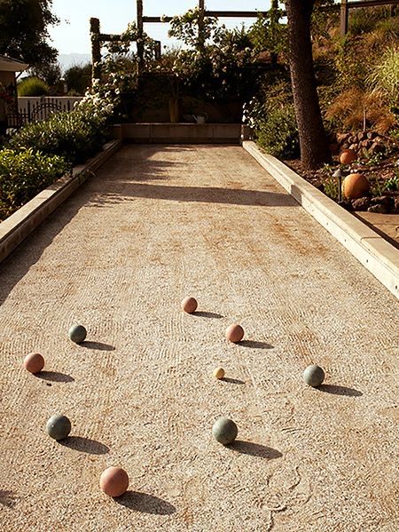 Bocce Court Backyard, Bocce Ball Court, Bocce Court, Landscape Gardening, Bocce Ball, Easy Landscaping, Lawn Games, Traditional Landscape, Shade Trees