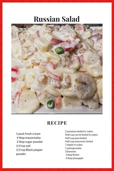 Russian Salad Recipe, Salad At Home, Salad Macaroni, Russian Salad, Cooking Recipes In Urdu, Homemade Cookbook, Macaroni Salad Recipe, Vegetarian Fast Food, Tastemade Recipes