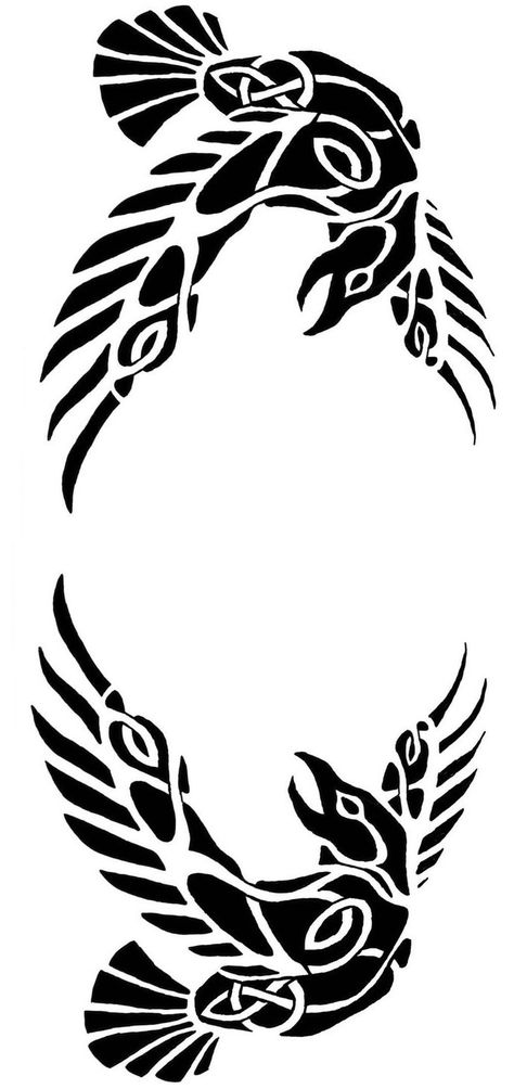 Native Canadian Tattoo, Viking Ornament Pattern, Odin's Crows Tattoo, Irish Viking Tattoos For Men, Nordic Animal Tattoo, Viking Raven Symbol, Norse Neck Tattoo, Viking Doodle, Viking Line Art