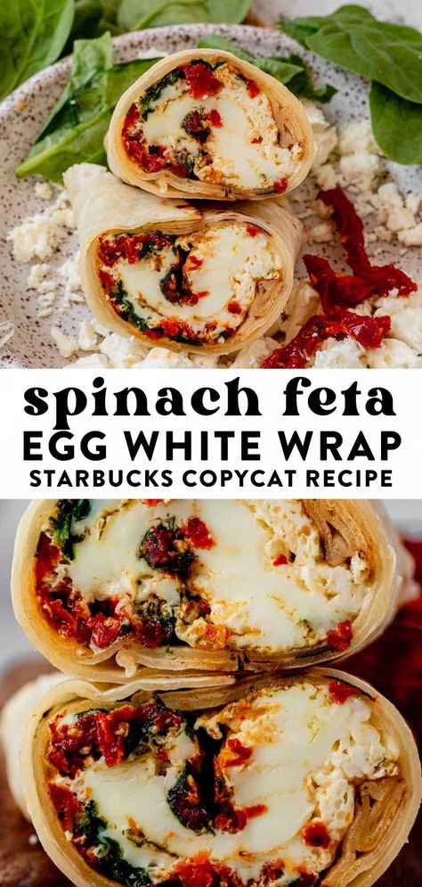 This light-tasting, yet hearty spinach feta egg white wrap is an at-home version of the popular Starbucks menu item. Spinach Feta Egg, Easy Breakfast Meal Prep, Panera Autumn Squash Soup, Egg Whites Wrap, Vegetable Frittata, Best Brunch Recipes, Copycat Starbucks, Spinach Feta, Spinach Egg