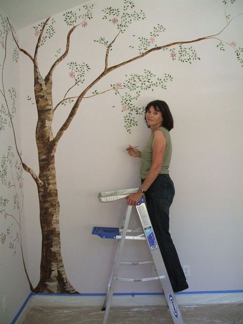 Painted Wall Murals on Pinterest. A selection of the best ideas to try. |  Hand painted walls, Wall paintings and Wall murals Unique Wall Art Diy, Diy Mural Painting, Painting A Tree, Family Tree Painting, Garden Wall Designs, Tree Wall Murals, Wall Art Diy Paint, Tree Mural, Wall Murals Painted