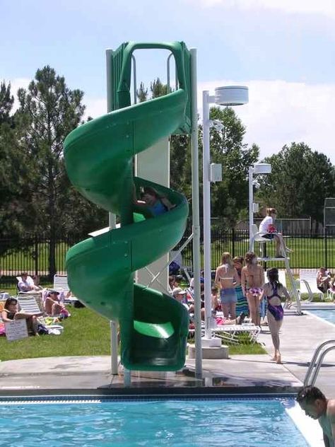 Inground Pool Slides, Above Ground Pool Slide, Swimming Pool Slides, Pool Water Slide, Pools Ideas, Pool Water Slides, Living Pool, Swimming Pool House, Pool Slide