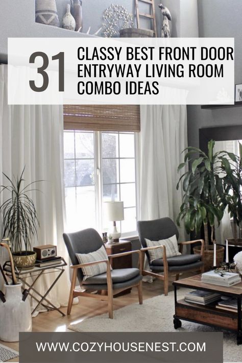 Make a lasting first impression with our 31 Classy Front Door Entryway Living Room Combo Ideas! Discover stylish layouts that seamlessly blend your entryway and living space, creating an inviting atmosphere for guests. From elegant furniture arrangements to clever decor tips, these ideas will help you maximize both style and functionality. Click to explore how to create a harmonious flow that welcomes everyone into your home! 🏡💖 #EntrywayDecor #LivingRoomStyle #HomeInspiration Entry Family Room Ideas, Living Room Facing Front Door, Entryway Family Room, Unused Front Living Room Ideas, Entrance Living Room Ideas Front Entry, Living Room Entry Way No Foyer, Large Open Entry Way Into Living Room, Front Entryway Built In Ideas, Back Of Sofa Facing Front Door