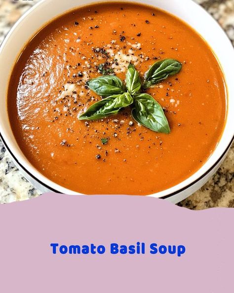 Nanny Cooking | Tomato Basil Soup Recipe | Facebook Basil Soup Recipe, Tomato Basil Soup Recipe, Garlic Soup, Basil Soup, Cooking Tomatoes, Tomato Basil Soup, Recipe Ingredients, Tomato Basil, Soup Recipe