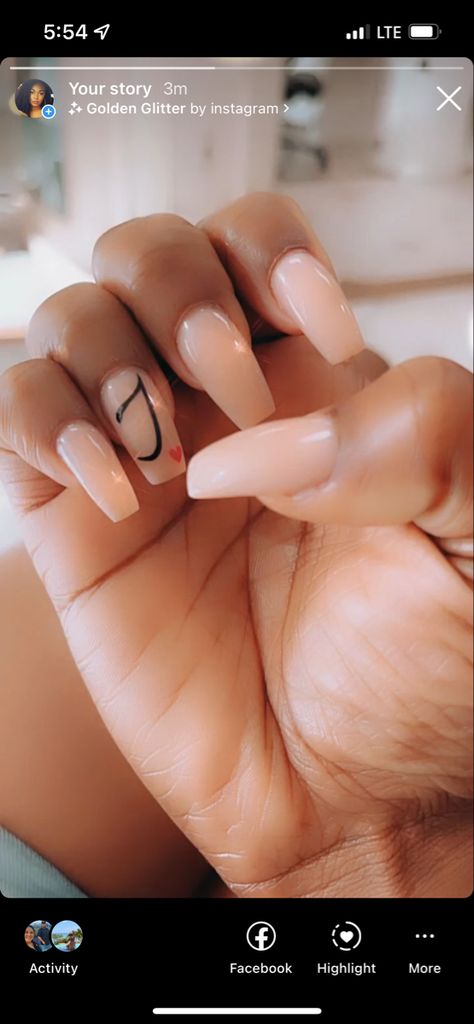 Nails With J Initial, J Initial Nails, Cursive J, J Nails, J Initial, Gel Nail Designs, Acrylic Nails Coffin, Nails Coffin, New Year Celebration