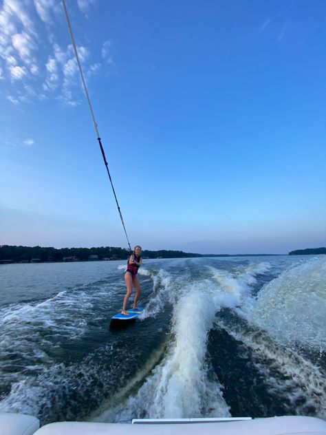 Wakesurfing, lake, sunset, boat Wake Boarding Aesthetic, Wake Surfing Aesthetic, Vison Bored 2024, Wakeboarding Aesthetic, Lake Surfing, Wake Bording, Avery Core, Wake Surfing, Wake Board