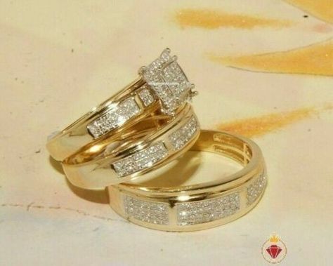 https://best-rings.com/ Find many great new & used options and get the best deals for 2Ct Princess Lab Created Diamond His & Her Ring Trio Set 14K Gold Plated Silver at the best online prices at eBay! Free delivery for many products! Engagement Rings Wedding Bands Set, Cheap Wedding Rings, Mens Diamond Wedding Bands, Trio Ring, Ring Man, Diamond Engagement Wedding Ring, Engagement Wedding Ring Sets, Bridal Engagement Rings, Bridal Bands