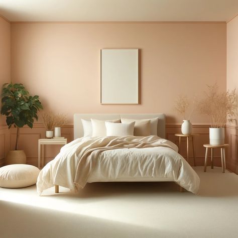 Peach and Ivory Calming Bedroom Color Scheme Calming Bedroom Colors, Minimal Bedroom, Calming Bedroom, Velvet Headboard, Bedroom Color Schemes, Summer Home Decor, Neutral Decor, Pink Walls, Bedroom Styles