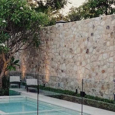 Luxury Boundary Wall Design, Boundary Wall, Boundary Walls Classic, Boundary Wall Design Classical, Stone Wall Pool Area, Boundary Wall Design For Resort, Boundry Wall, Boundary Walls, Pool Fence