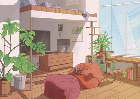 Casa Anime, Anime Places, Creation Art, Anime Gifs, Anime Room, Aesthetic Gif, Anime Scenery Wallpaper, Summer Art, Scenery Wallpaper