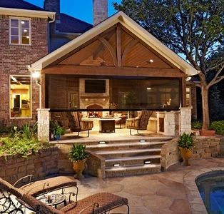 Backyard Pavers, Patio Pictures, Pavers Backyard, Patio Deck Designs, Backyard Pavilion, Outdoor Living Rooms, Outdoor Kitchen Patio, Backyard Porch, Beautiful Patios