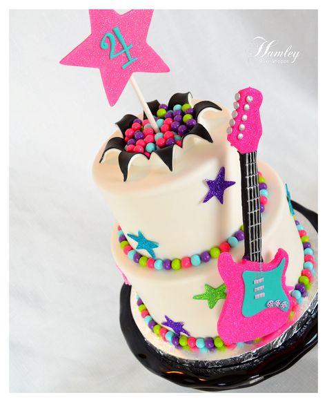 Rock Birthday Cake, Rock And Roll Cake, Rock And Roll Party, Rock Birthday, Rock And Roll Birthday, Trolls Cake, Guitar Cake, Rock N Roll Party, Troll Party