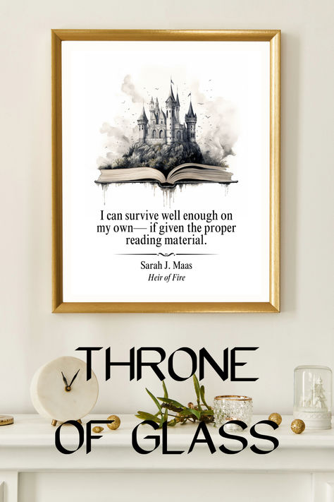 Minimalist Black And White, Throne Of Glass Series, Digital Download Art, Reading Material, Throne Of Glass, Sarah J Maas, Sarah J, Book Worms, Printed Items