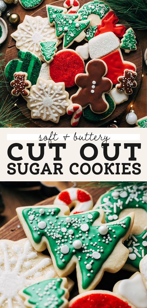 Buttery Cutout Cookies, Sugar Cut Out Cookie Recipe, Easy Cut Out Sugar Cookies, Sugar Butter Cookies, Soft Christmas Cookies, Sugar Cookies With Icing, Snowman Sugar Cookies, Buttercream Recipes, Cut Out Sugar Cookies