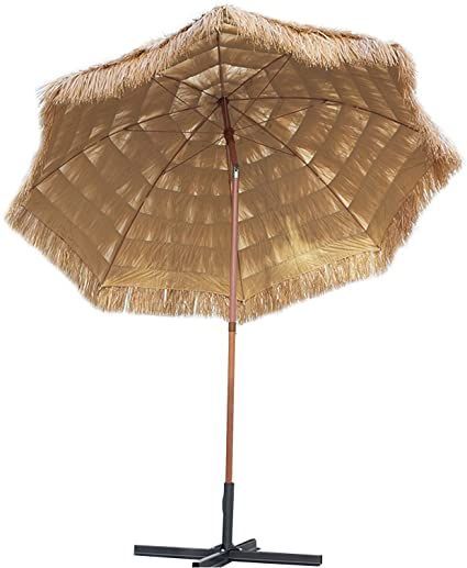 LSMK Patio Umbrella Garden Parasol Tiki Patio Umbrella with Tilt, Outdoor Market Umbrella/Round Shading Umbrellas, Tropical Raffia Thatched Beach Umbrella (Size : 8ft/2.4m) Straw Umbrella, Tiki Umbrella, Patio Table Umbrella, Sunbrella Umbrella, Large Patio Umbrellas, Beach Patio, Garden Parasol, Parasol Umbrella, Outdoor Umbrellas