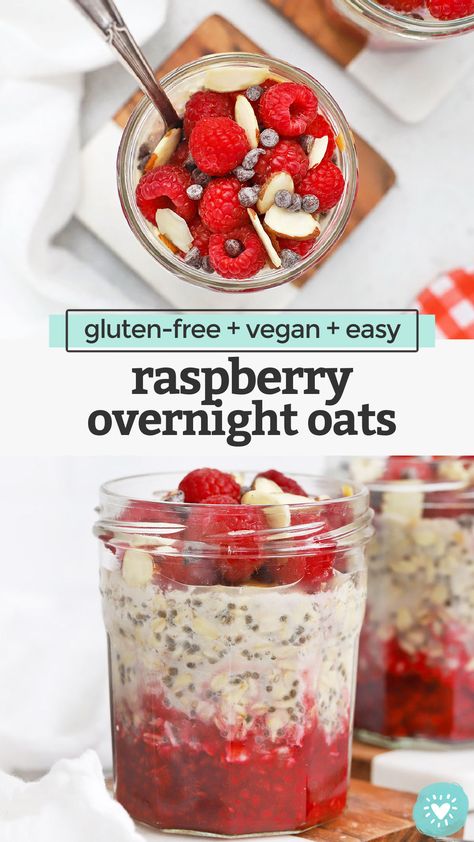 Raspberry Overnight Oats - An easy, delicious, healthy meal prep breakfast! // Raspberry Almond Overnight Oats // Raspberry Overnight Oats Recipe // Berry Overnight Oats // Vegan breakfast // healthy breakfast // gluten-free breakfast #overnightoats #oats #oatmeal #healthybreakfast #glutenfree #vegan Overnight Oats Raspberry, Breakfast Raspberry, Almond Overnight Oats, Berry Overnight Oats, Healthy Meal Prep Breakfast, Overnight Oats Vegan, Raspberry Overnight Oats, Overnight Oats Recipe Easy, Oat Breakfast