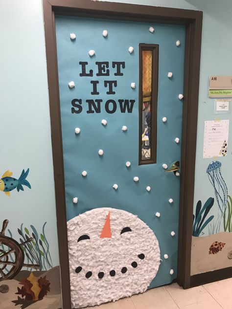 Snowman classroom door Snow Classroom Door, Classroom Door Winter, Classroom Door Wreath, Holiday Classroom Doors, Winter Door Decorations Classroom, Winter Classroom Door, Christmas Tree Shopping, Door Decorations Classroom Christmas, Holiday Door Decorations