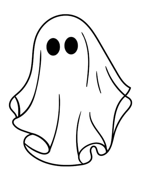 How To Paint A Sheet Ghost, Ghost Outline Drawing, Basic Ghost Drawing, Basic Cartoon Drawing, Ghost Sillouhette, Cool Ghost Drawing, Ghost Print Out, How To Draw A Ghost Easy, Cute Ghost Design