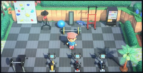 Acnh gym DA-9423-6273-2179 Acnh Outdoor Gym Ideas, Acnh Gym Room, Animal Crossing Gym Ideas, Acnh Gym Idea, Animal Crossing Gym, Ac Ideas, Acnh Patterns, Acnh Inspiration, Animals Crossing