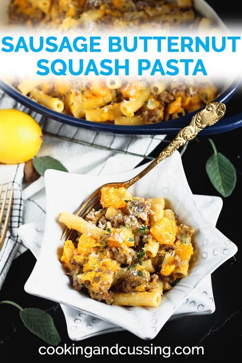 Squash Dinner Ideas, Butternut Squash Rigatoni, Sausage And Rigatoni, Recipes Italian Sausage, Sausage And Butternut Squash, Butternut Squash Dinner, Sausage Butternut Squash, Squash Dinner, Sausage Pasta Sauce