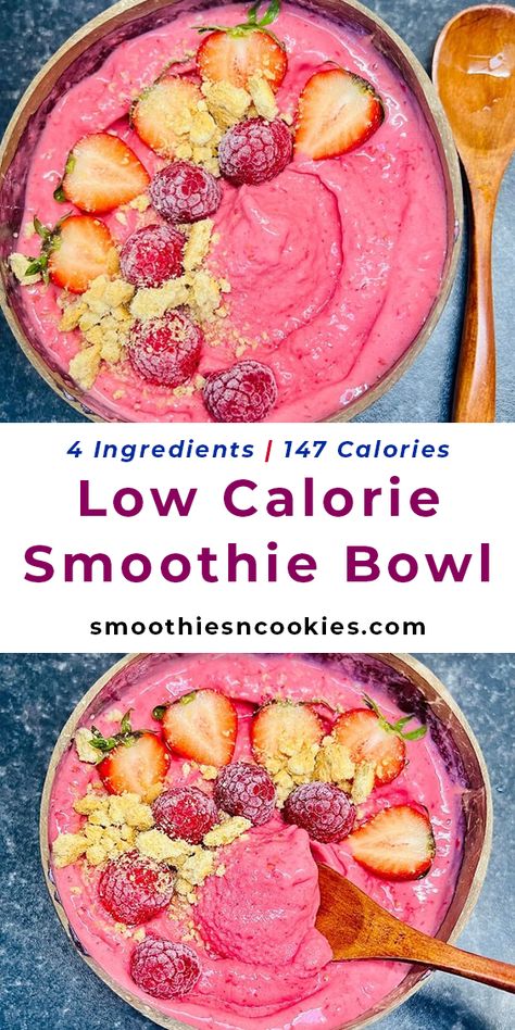 Low Calorie Smoothie Bowl Low Calorie Smoothie Bowl, Homemade Smoothie Bowl, Smoothie Bowls Recipe Easy, Low Sugar Smoothies, Smoothie Bowl Recipe Healthy, Bowl Recipes Easy, Protein Smoothie Bowl, Low Calorie Smoothies, Acai Bowls Recipe