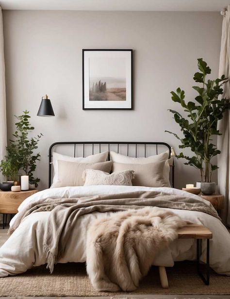 47 Master Bedroom Decorating Ideas with Iron Beds Leanne Ford Bedroom Design, Black Iron And Wood Bed Frame, Bedroom With Black Iron Bedframe, Bedroom Iron Bed Frame, Nightstands With Black Iron Bed, Bedroom Inspirations Metal Bed Frame, Iron Headboard Bedroom Ideas, Guest Bedroom Ideas Metal Bed, Magnolia Homes Joanna Gaines Bedroom