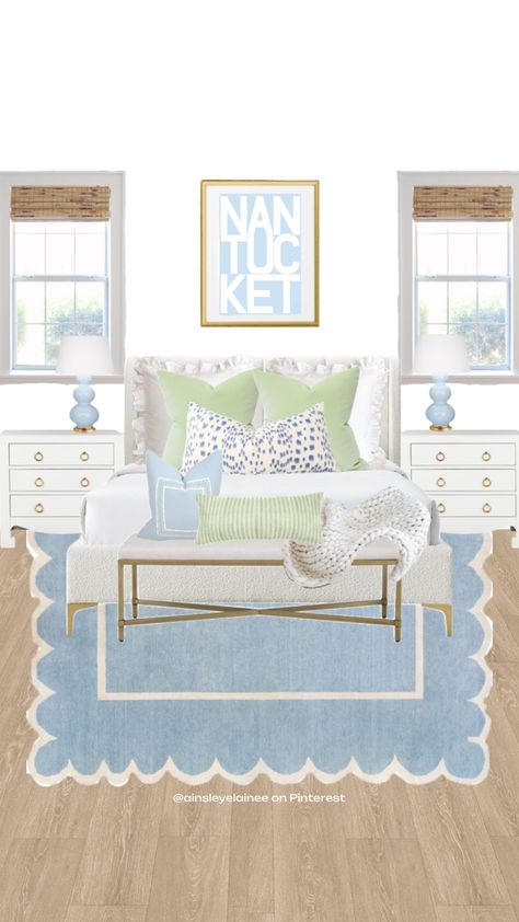 @ainsleyelainee Green And Blue Bedroom, Preppy Home Decor, Blue Green Bedrooms, Preppy Home, Boys Bathroom Decor, Grown Up Bedroom, Beachy Room, College Dorm Room Decor, College Apartment Decor