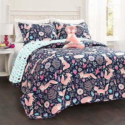 Lush Decor Pixie Fox Quilt Set Woodland Bedroom Decor, Fox Bedding, Woodland Bedroom, Fox Quilt, Bedroom Arrangement, Dec Pillows, Big Kid Bed, Reversible Bedding, Girls Bedding Sets