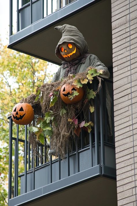 10 Best Halloween Decorations for Apartment Balcony Halloween Decorations Balcony, Apartment Balcony Halloween Decor, Halloween Balcony Decor, Fall Halloween Party Ideas, Decorations For Apartment, Halloween Patio Decor, Eerie Lighting, Best Halloween Decorations, Pumpkin Lanterns