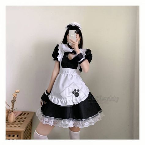 Cat Maid Dress Lolita Dress Women's Anime Cosplay French Apron Maid Fancy Dress French Apron, Lace Costume, White Ruffle Dress, Soft Girl Clothes, Maid Cosplay, Girl Sleeves, Banquet Dresses, Maid Outfit, Cat Dresses