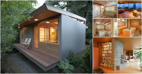 In the 1940’s, a couple in Portland hired a famous architect, Pietro Belluschi, to build their home and to remodel the existing garden shed into a guest house with Japanese and Scandinavian minimalistic inspirations. The architect loved the end result so much that he bought the home several years later. We can’t blame him after seeing how perfect it is. Tiny House California, Tiny Guest House, Architect Logo, Modern Shed, Pallet House, Lots Of Windows, Famous Architects, Shed Design, Building A Shed