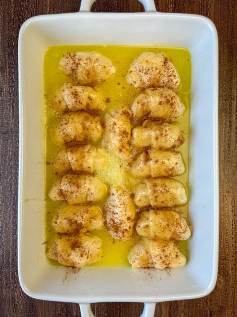 Cinnamon sprinkled on country apple dumplings just before going in the oven. Country Apple Dumplings, Mountain Dew Apple Dumplings, Crescent Roll Apple Pie, Apple Pie Dumplings, Caramel Apple Salad, Chocolate Chip Cheesecake Bars, Whipped Pumpkin, Apple Dumpling Recipe, Dumpling Recipes