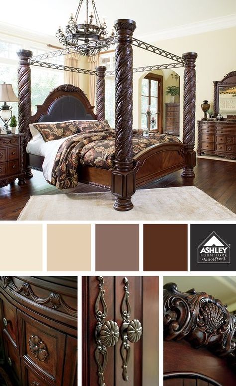 North Shore Bedroom Set, Four Poster Bedroom, Home Furniture Bedroom, Canopy Bedroom Sets, Canopy Bedroom, Ashley Home, Dreams Beds, Ashley Furniture Homestore, Poster Bed