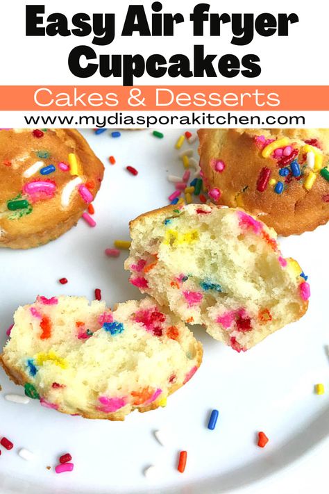 Airfryer Cupcakes, Cupcakes From Scratch Easy, Air Fryer Cupcakes, Air Fryer Muffins, Funfetti Cupcake Recipe, Air Fryer Dessert Recipes, Air Fryer Cake Recipes, Homemade Cake Mixes, Cupcakes From Scratch