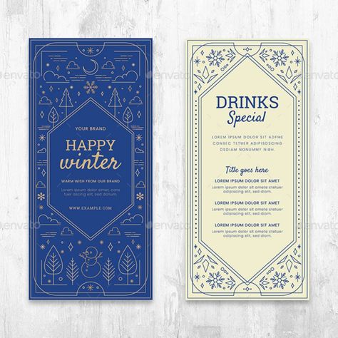 Ornate Winter DL Flyer Winter Graphic Design Poster, Winter Menu Design, Graphics Aesthetic, Winter Graphics, Winter Poster, Graphics Background, Background Winter, Christmas Graphic Design, Graphic Design Books