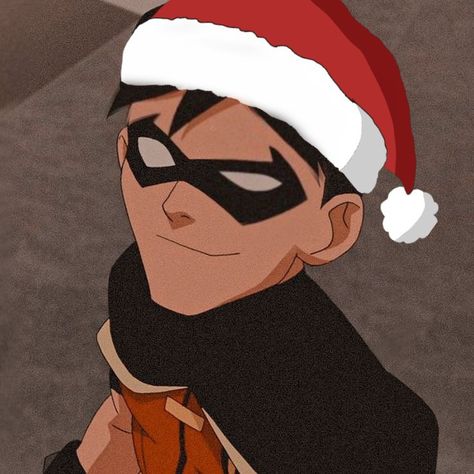 Dc Christmas Icons, Nightwing Christmas Pfp, Christmas Batman Pfp, Dc Christmas Pfp, Batman Christmas Pfp, Cartoon Christmas Pfp, Nightwing Christmas, Tim Drake Icon, Christmas Batman