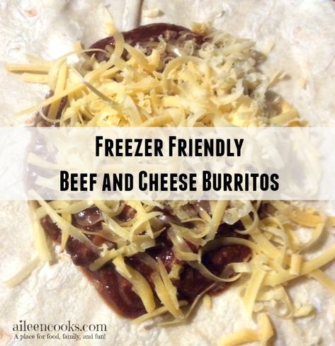 Make 20 burritos in under an hour with this easy recipe for Freezer Friendly Beef and Cheese Burritos from https://aileencooks.com Beef And Cheese Burritos, Burritos Beef, Freezer Burritos, Frozen Burritos, Cheese Enchiladas, Burritos Recipe, Freezer Friendly, Enchilada Sauce, Refried Beans