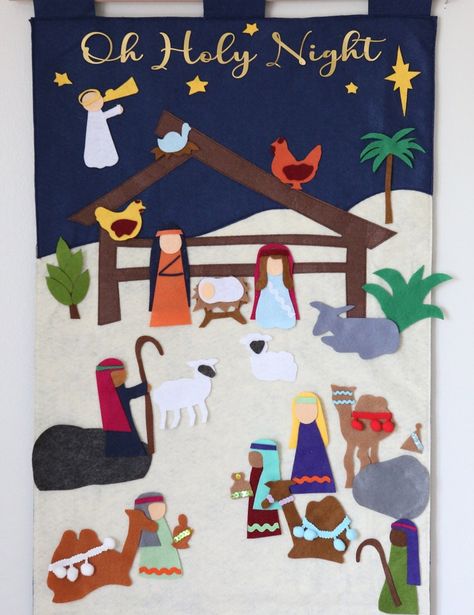 Advent Calendar Nativity, Felt Nativity, Nativity Advent, Fairy Door Accessories, Nativity Advent Calendar, Advent Calendar Pattern, Advent Diy, Felt Puppets, Advent Christmas