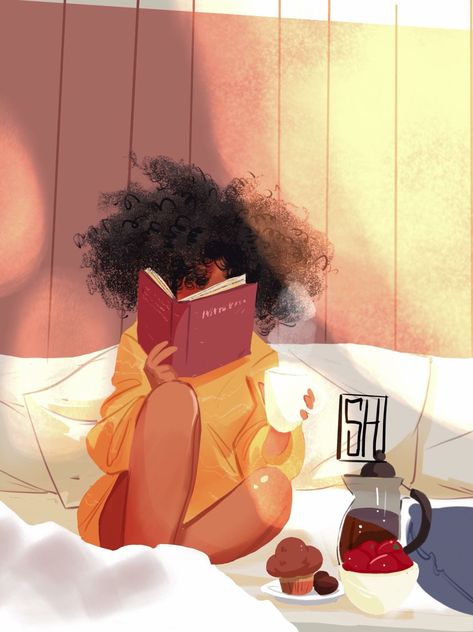 Winter Afternoon Art Black Love, Art Amour, Natural Hair Art, Art Mignon, Black Art Painting, Black Artwork, Black Love Art, Black Art Pictures, Woman Reading